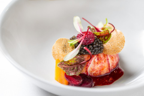 Butter Poached Lobster, Smoked Beetroot, Dashi Butter Sauce By Eric Kleinberg Photography. 2